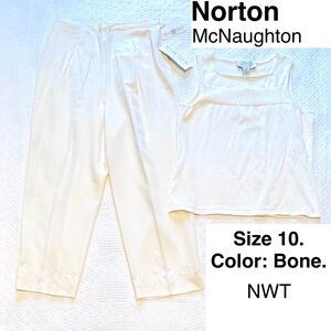 Norton McNaughton Bone Sleeveless Top & Cropped Pants Capri Spring Summer